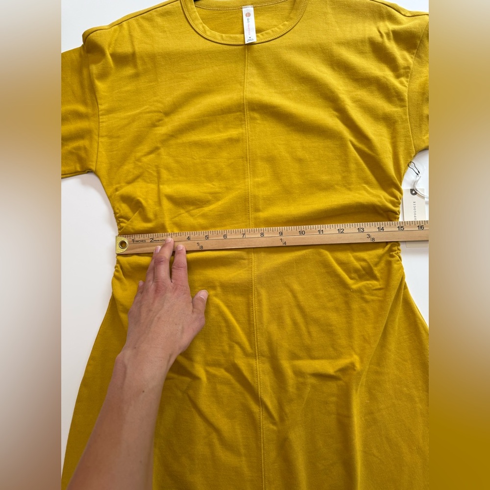 Anthropologie Mustard Yellow Short Sleeve Shift Dress - Picture 5 of 13